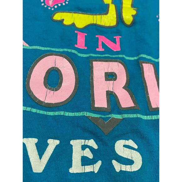 Rare! Vintage 90s Somebody in Florida loves me T-Shirt ! XL Pink Flamingo - Picture 7 of 10